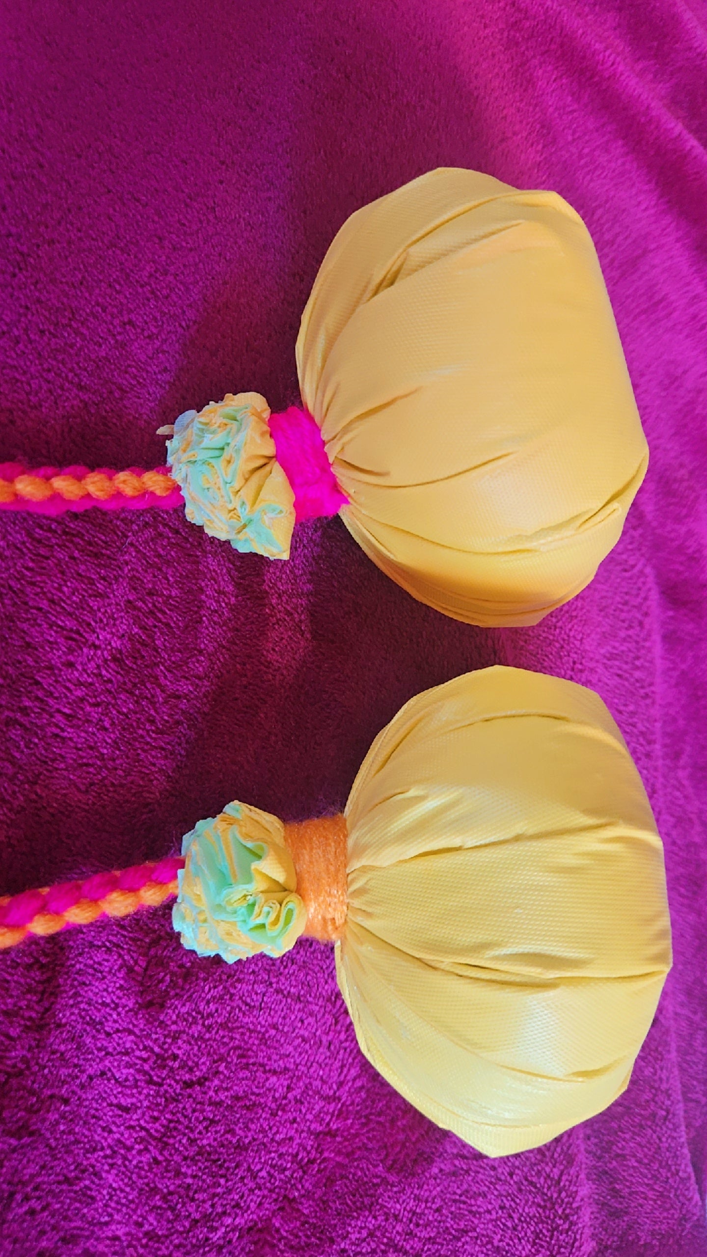 Pink & Orange Poi - Yellow Ball