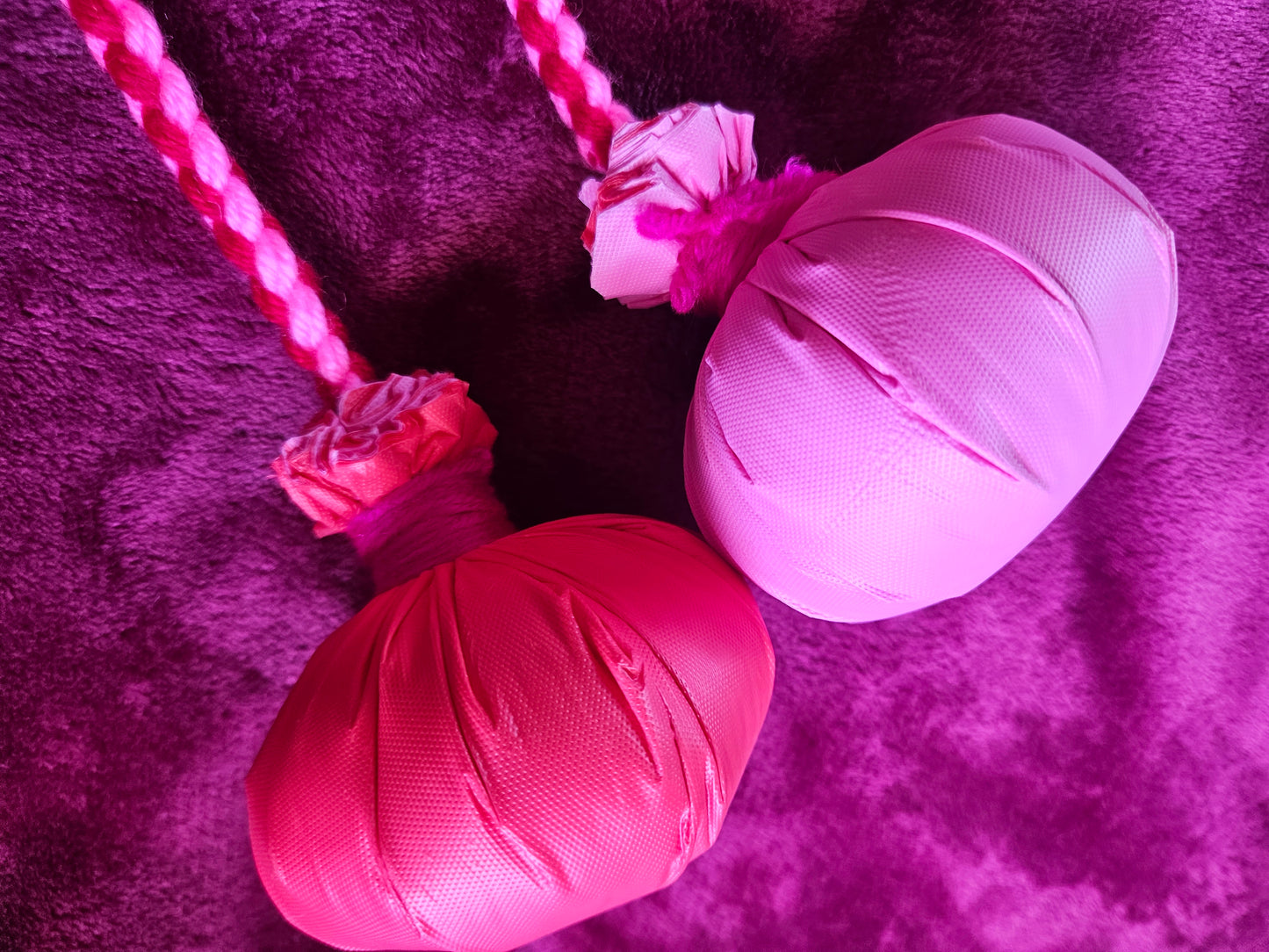 Red and Bright Pink Poi - Red and Pink Ball