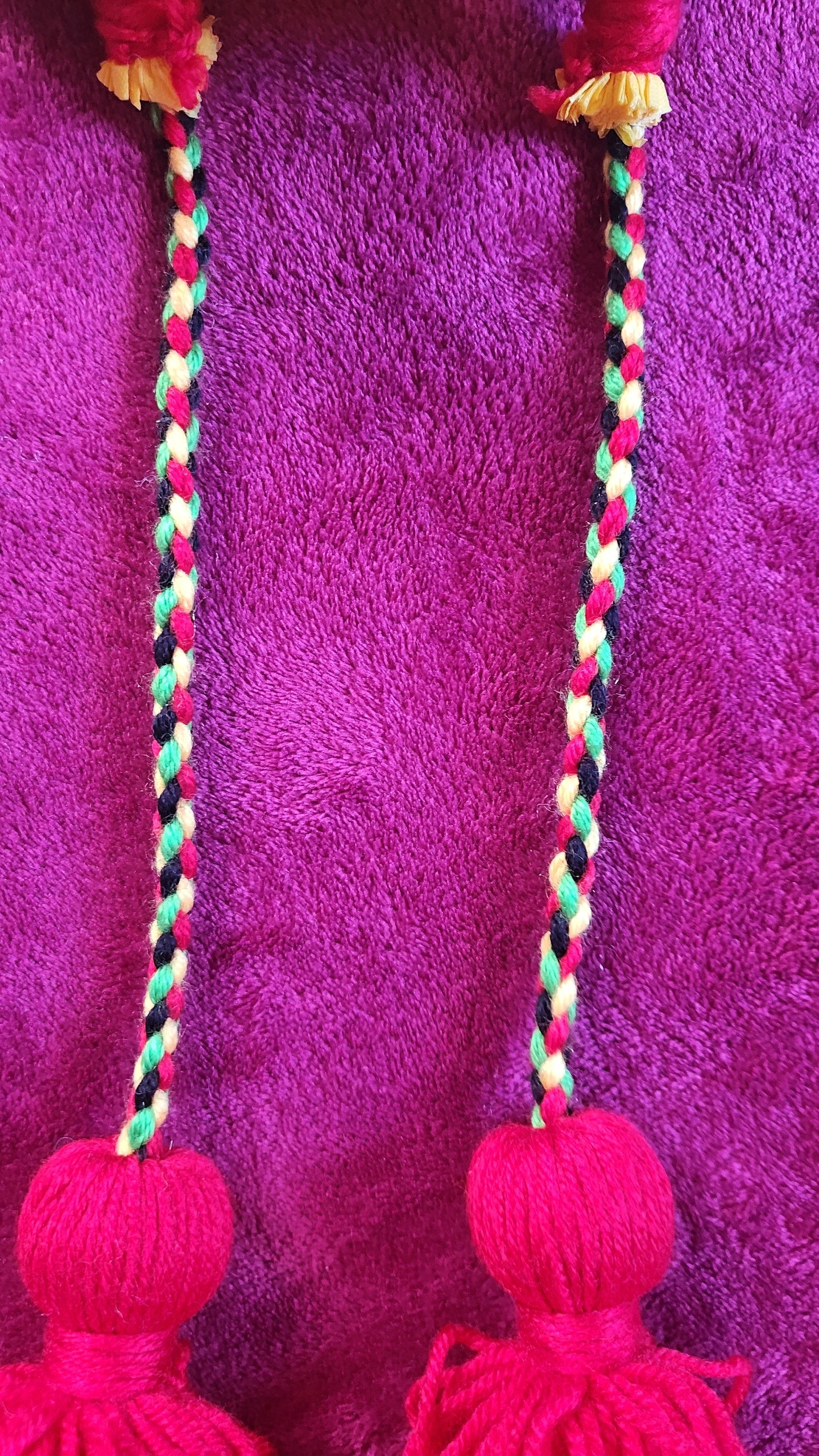 Yellow, Green, Black & Red Short Poi - Yellow Ball