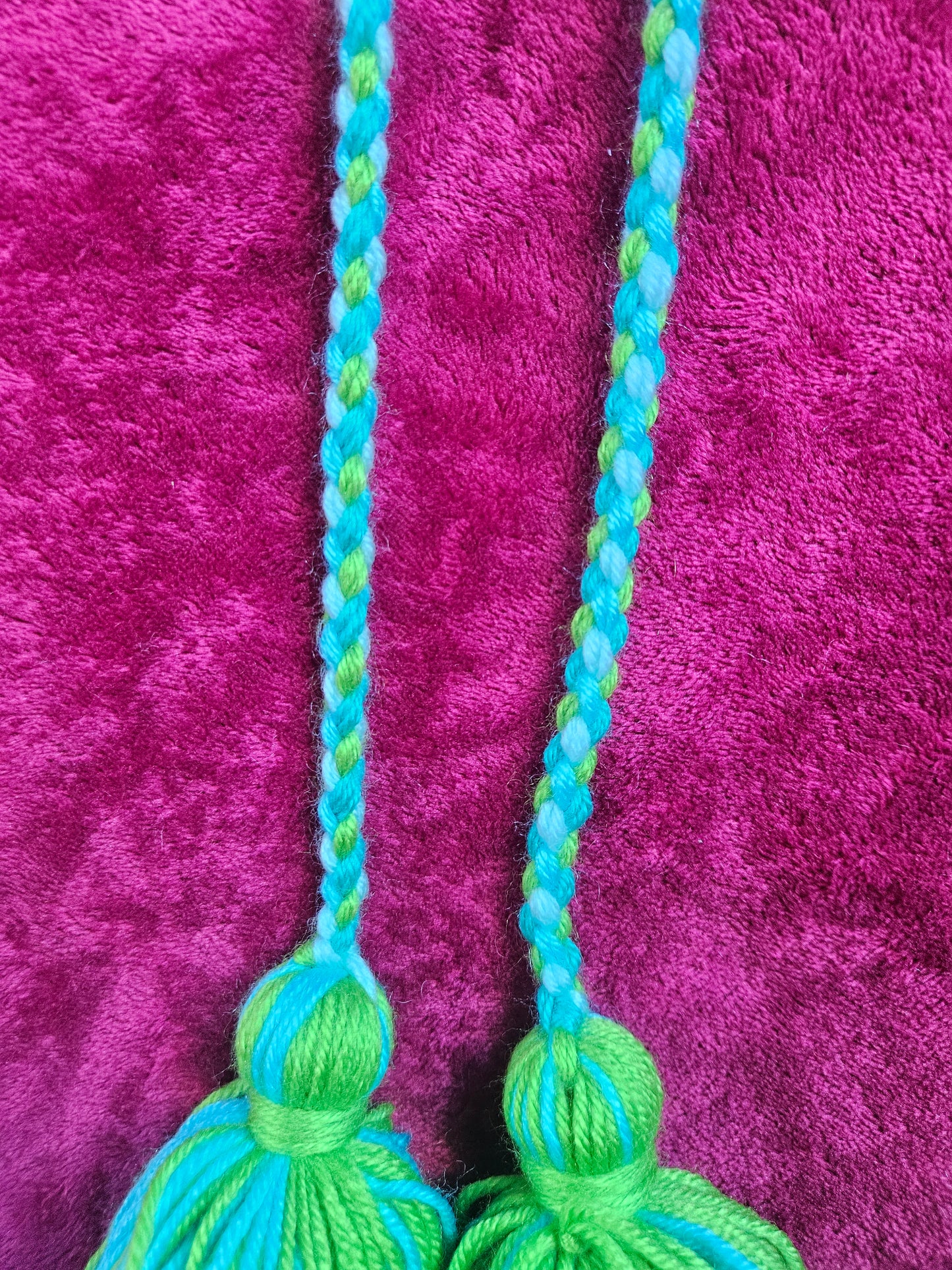 Mixed Greens and Blue Long Poi - Green Ball