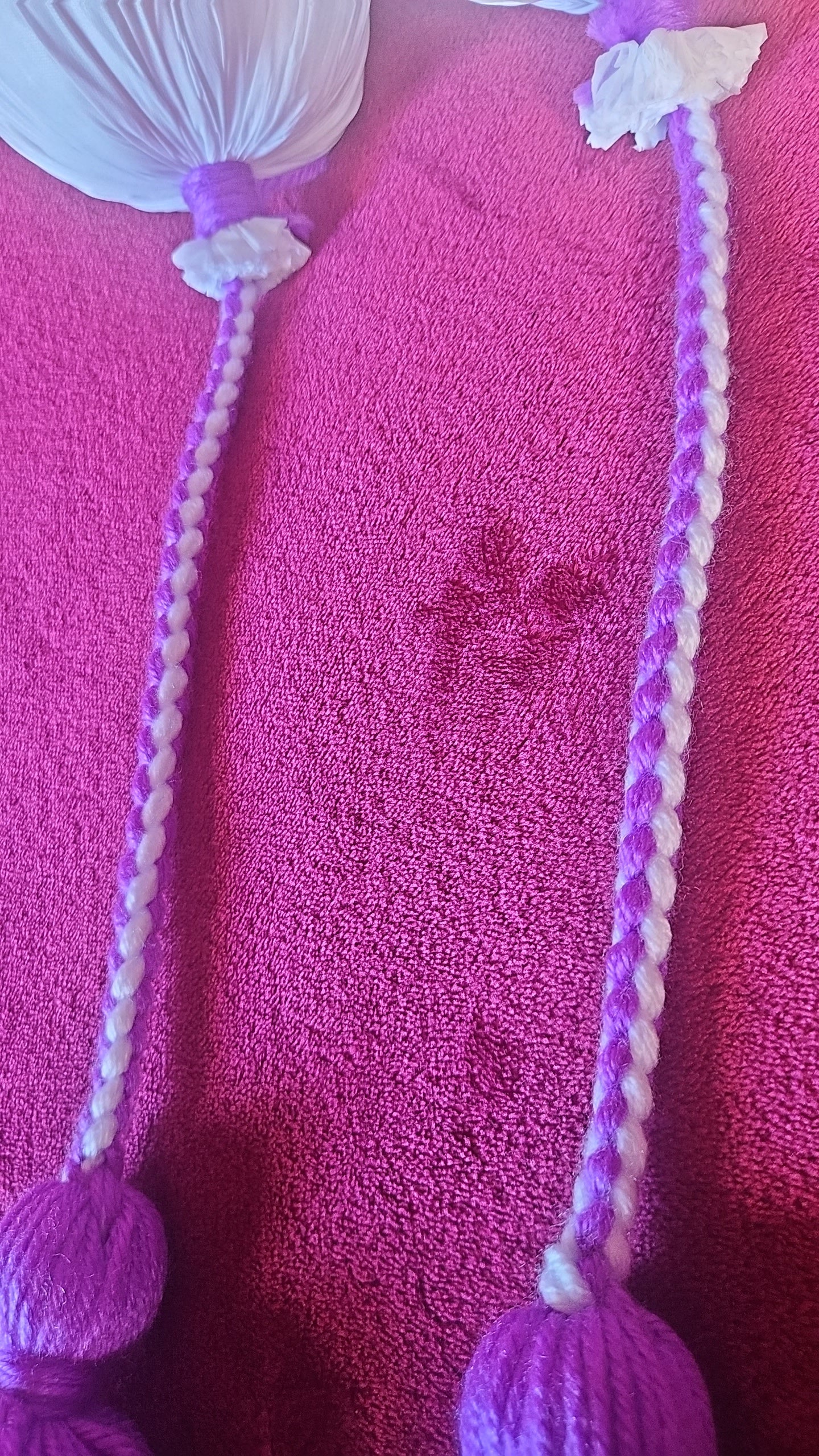 Light Purple and White Striped Poi - White Ball