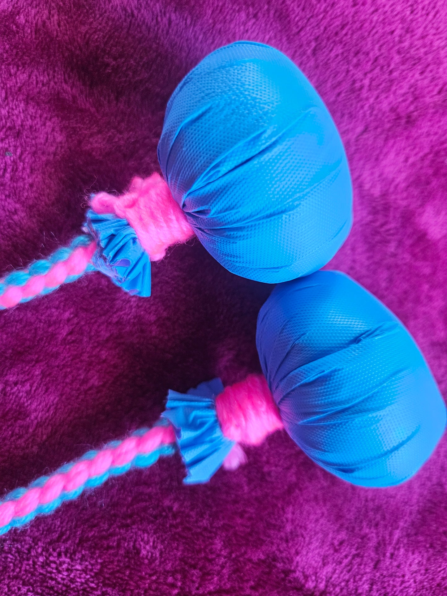 Baby Blue and Bright Pink Baby Poi - Blue Ball