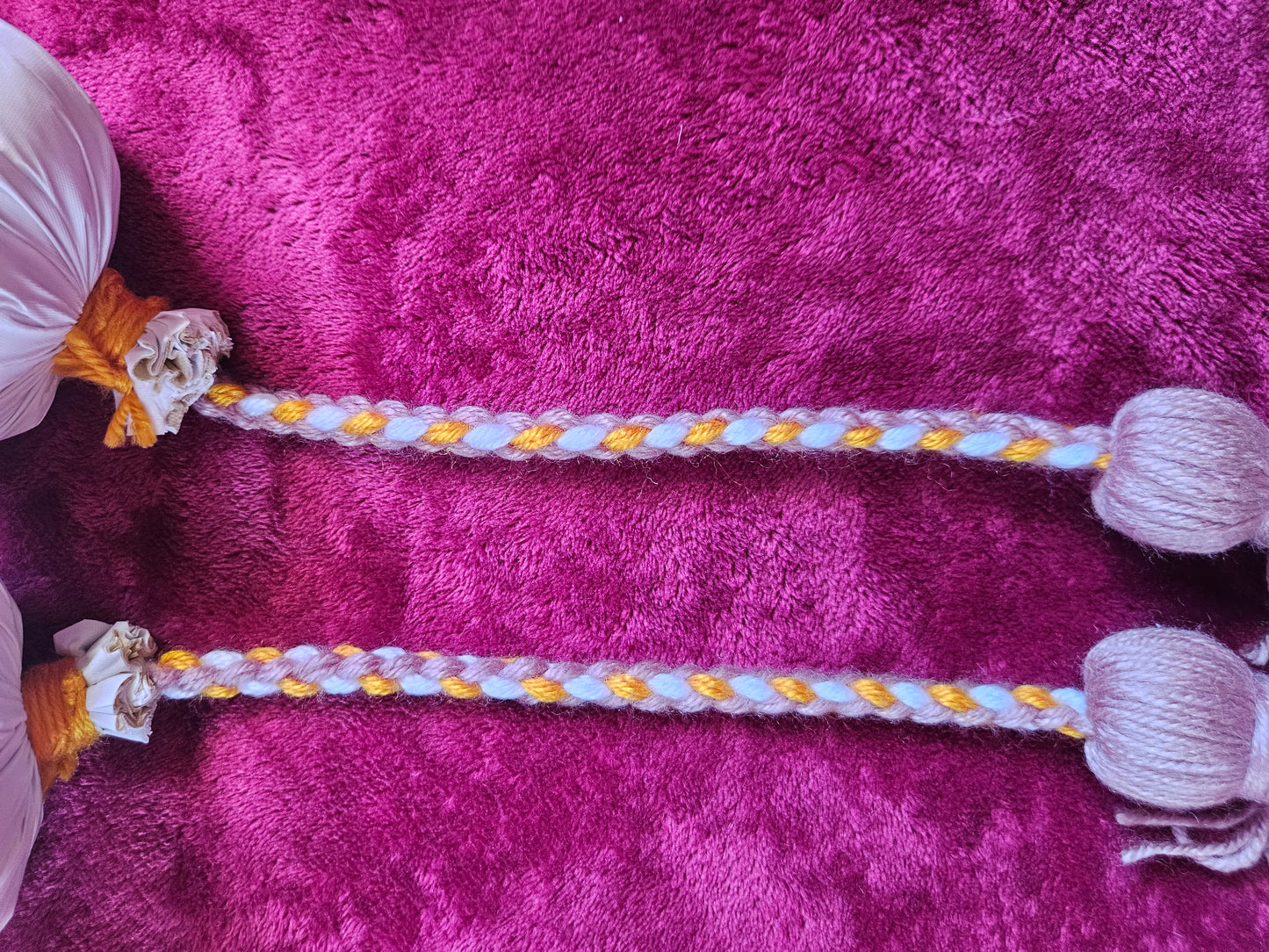Yellow Bronze & Rustic Grey Poi - White Ball