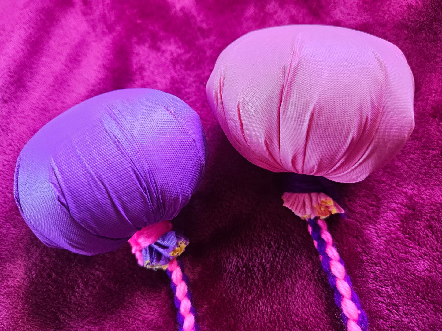 Purple and Bright Pink Poi - Pink and Purple Ball