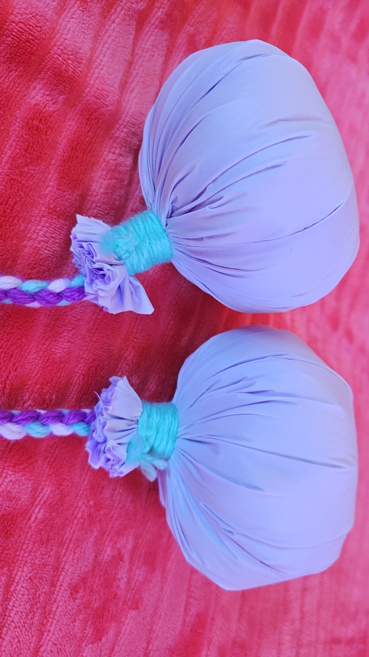 Light Blue, Purple and White Poi - White Ball