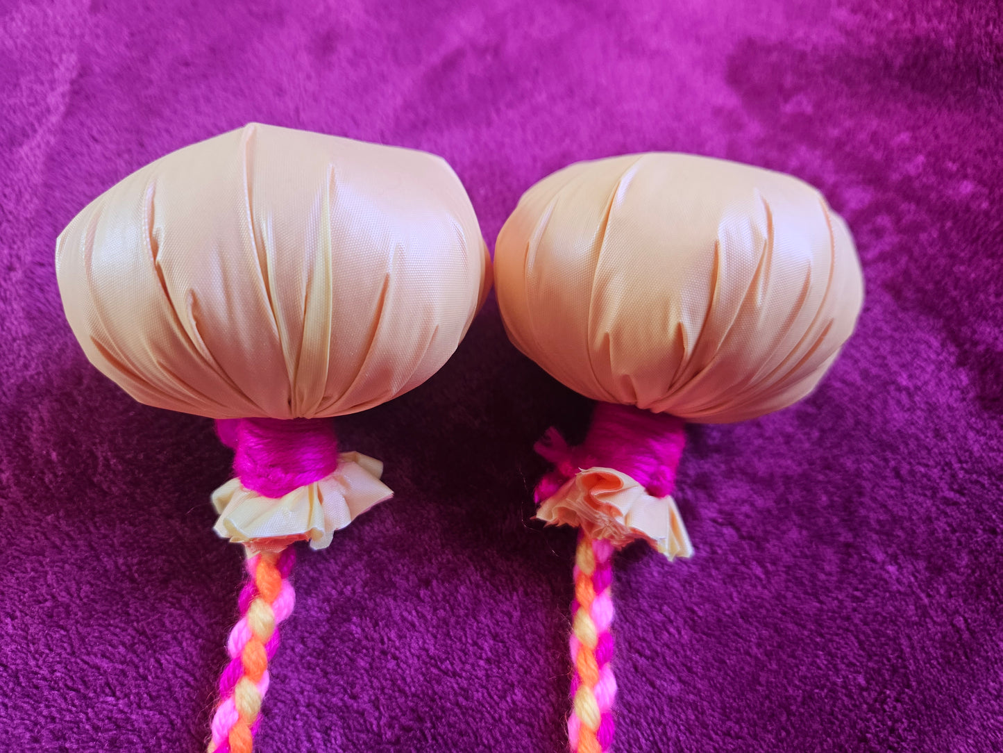 Mixed Pinks, Orange & Yellow Childrens Poi - Yellow Ball