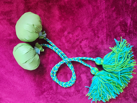 Mixed Greens and Blue Long Poi - Green Ball