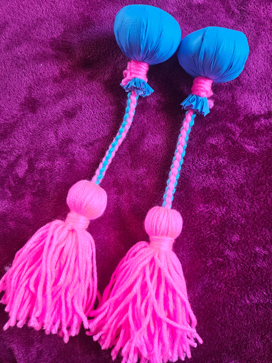 Baby Blue and Bright Pink Baby Poi - Blue Ball