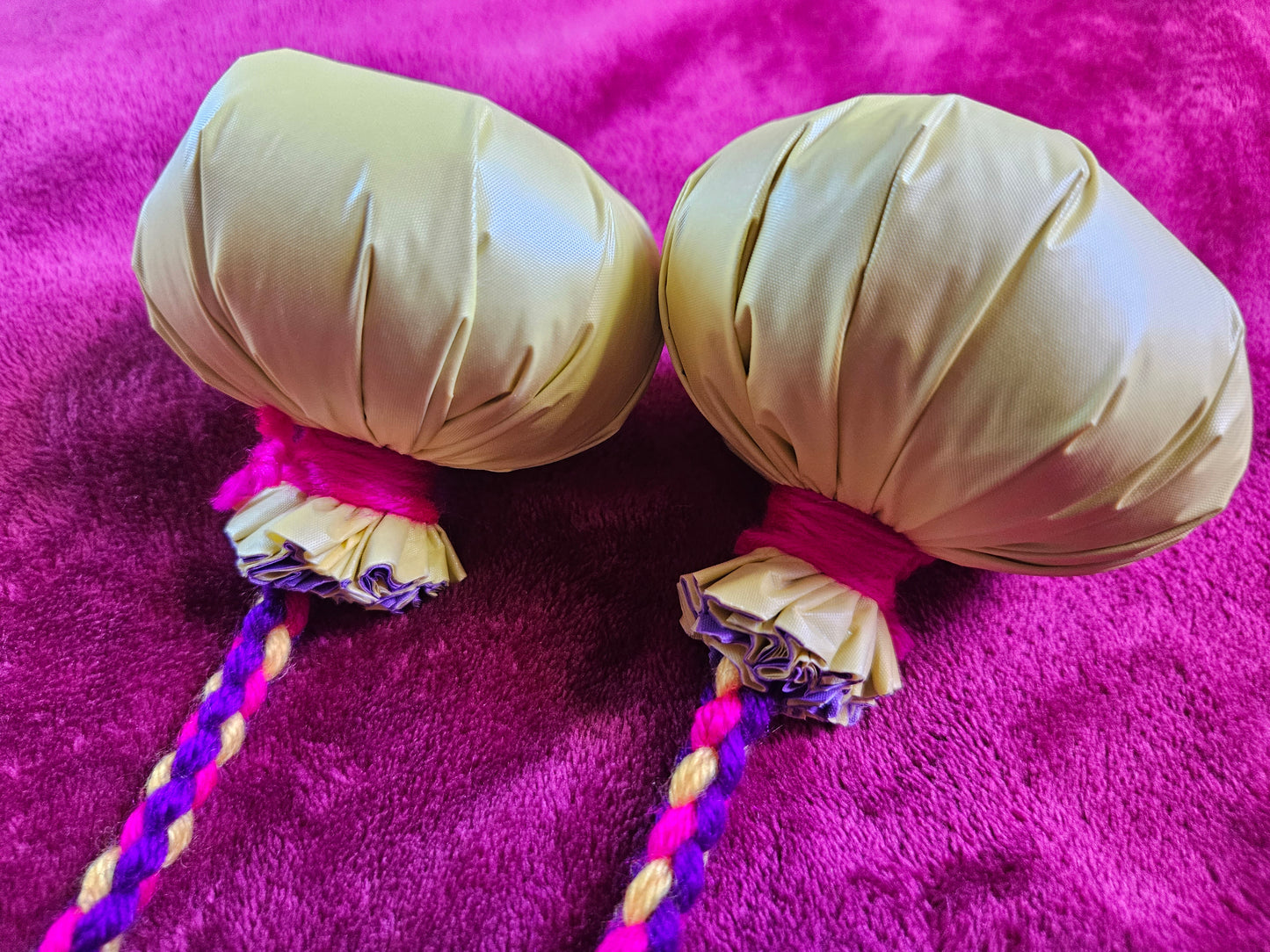 Pink, Purple and Yellow Poi - Yellow Ball
