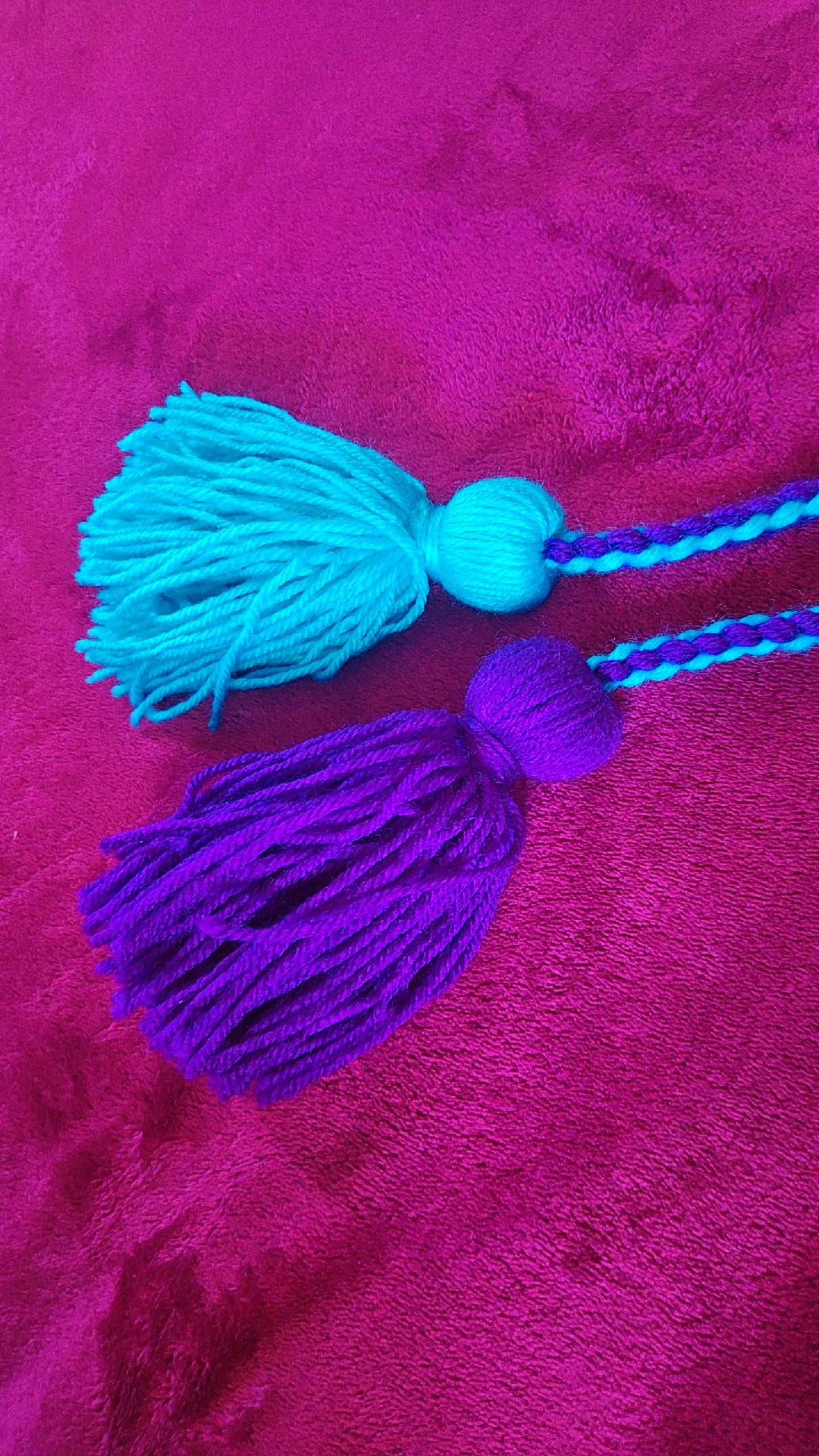 Bright Blue and Dark Purple Poi - Yellow Ball
