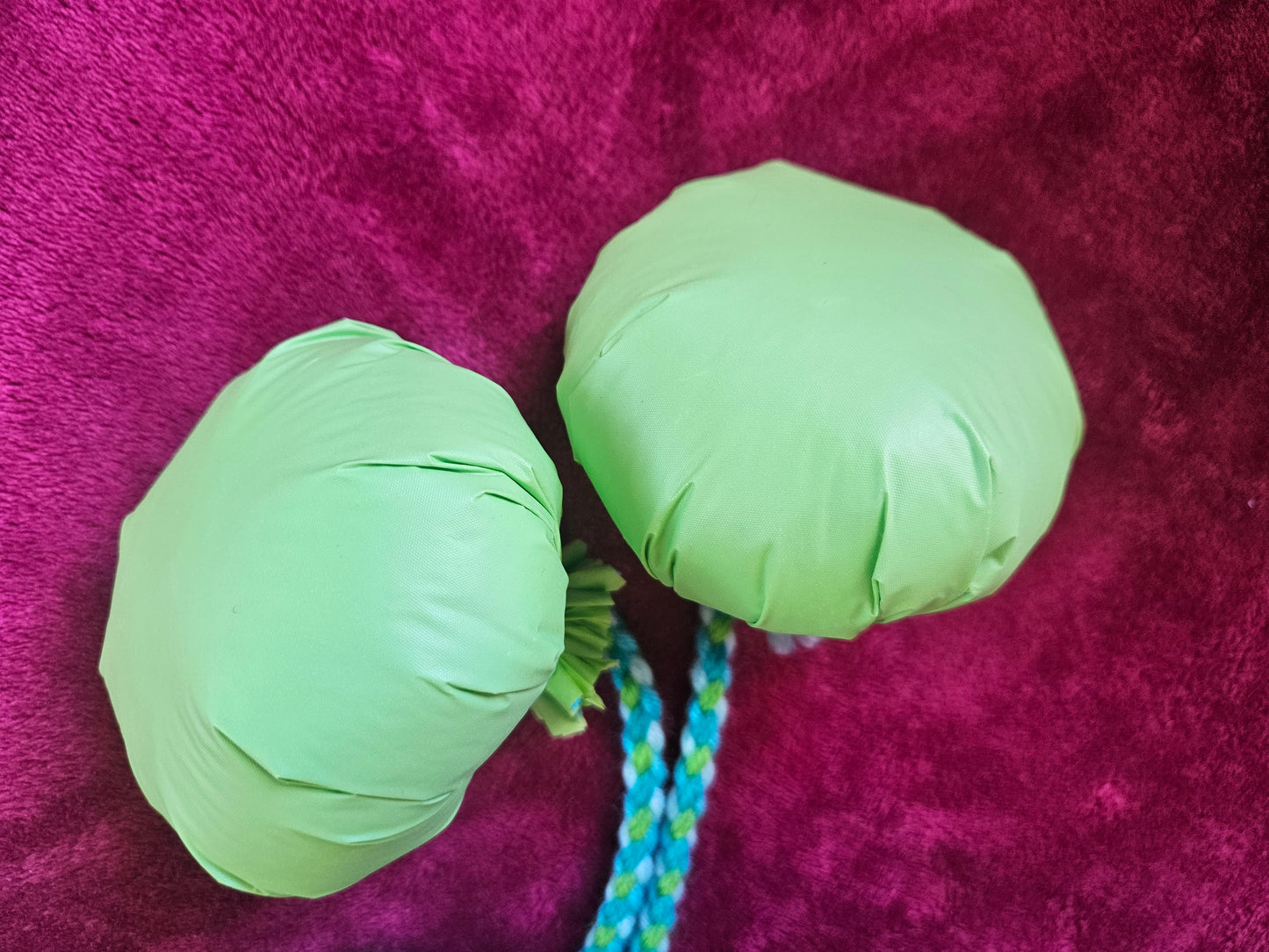 Mixed Greens and Blue Long Poi - Green Ball