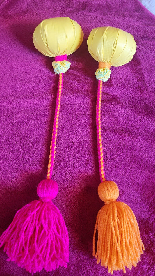 Pink & Orange Poi - Yellow Ball