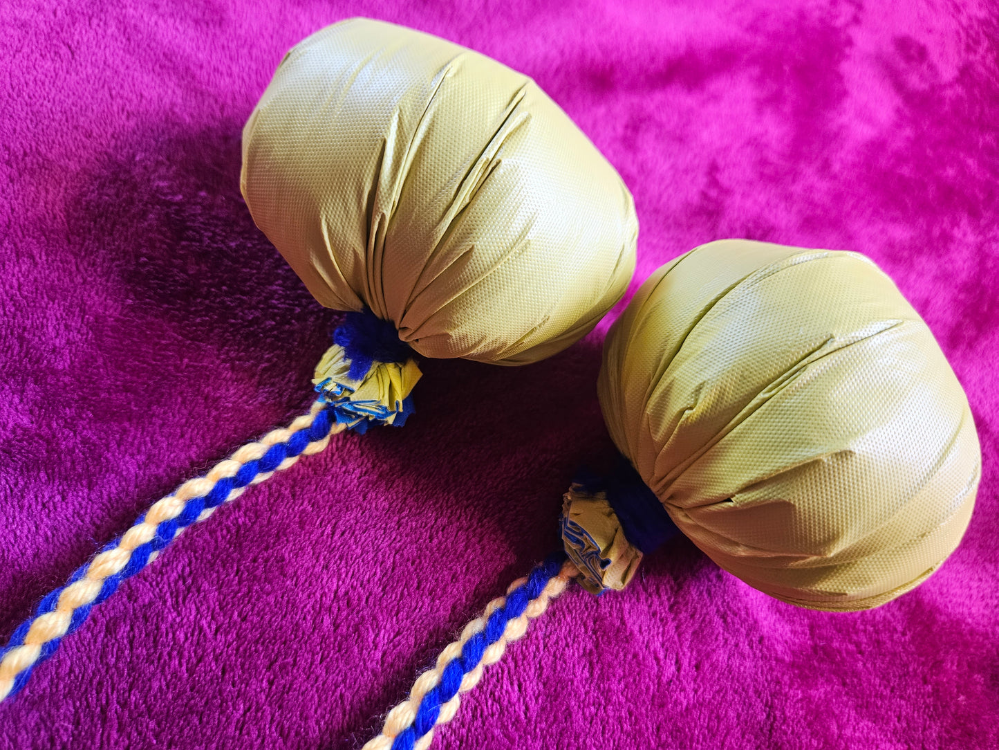 Dark Blue and Yellow Poi - Yellow Ball