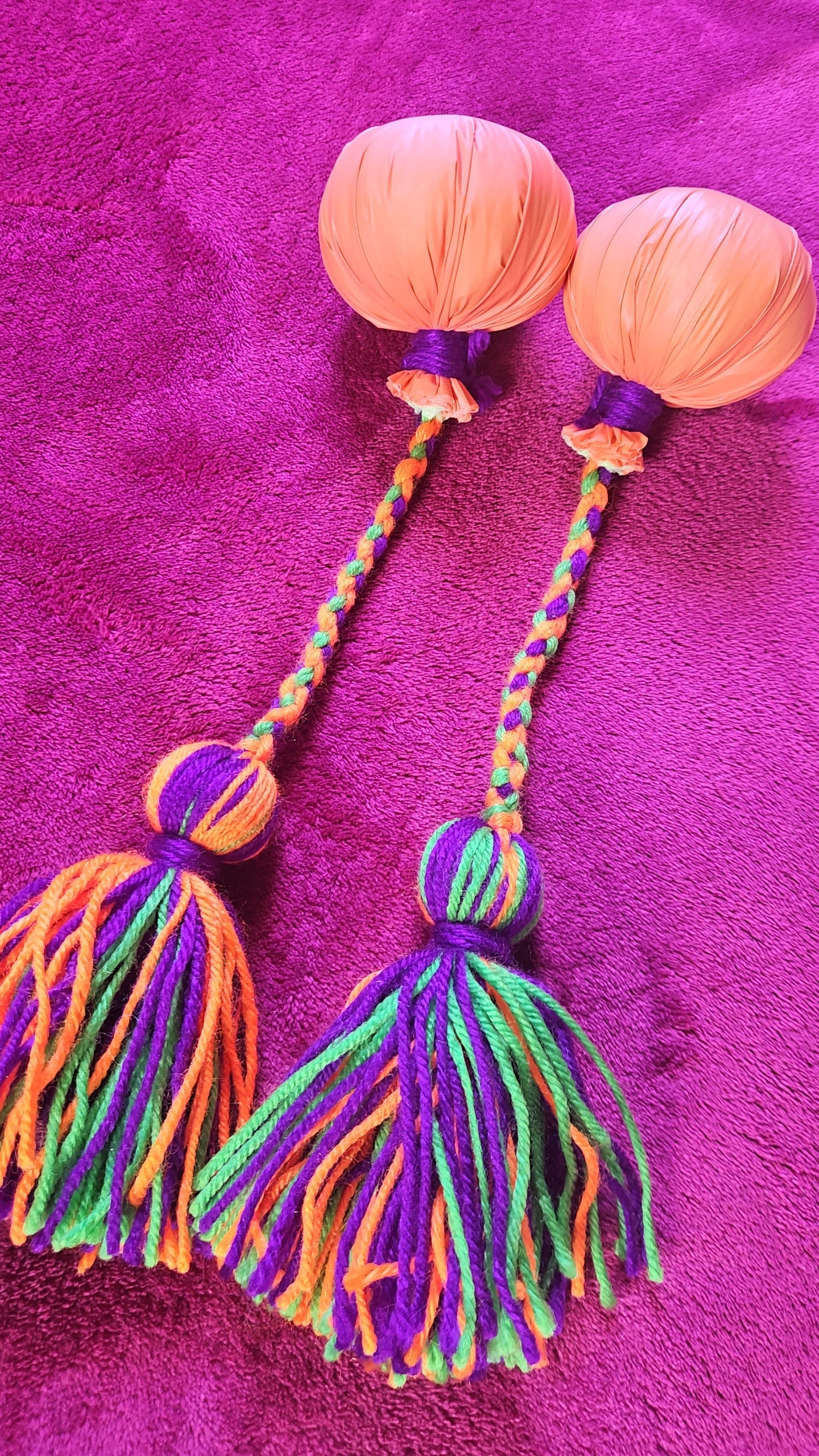 Multi coloured Halloween theme Poi - Orange Ball