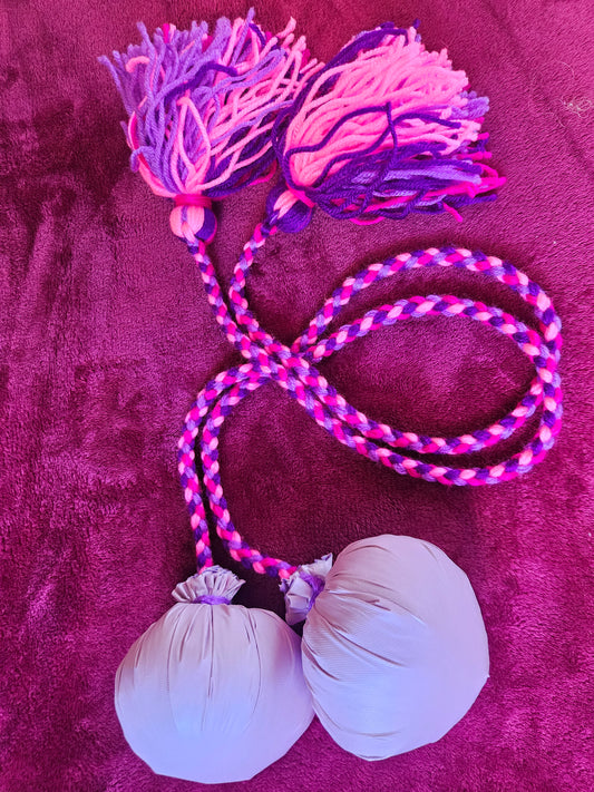 Mixed Pinks & Purlple Long Poi - Faded Pink Ball