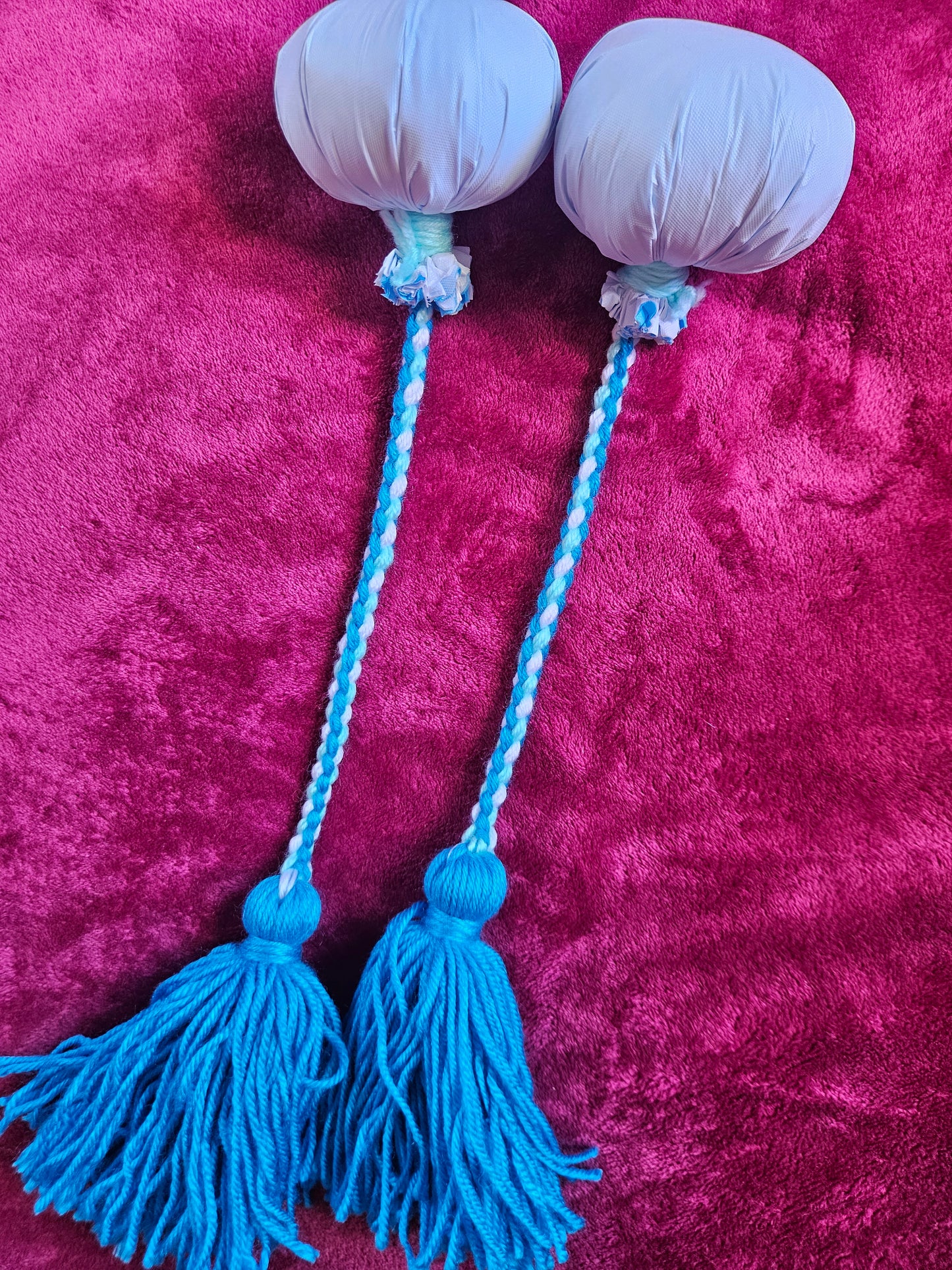 Ocean Blue & White Poi - White Ball