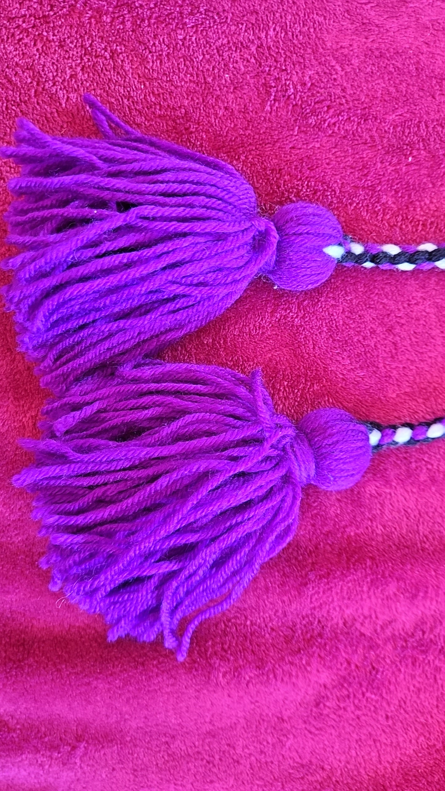 Purple, Black & White Stripe Poi - White Ball