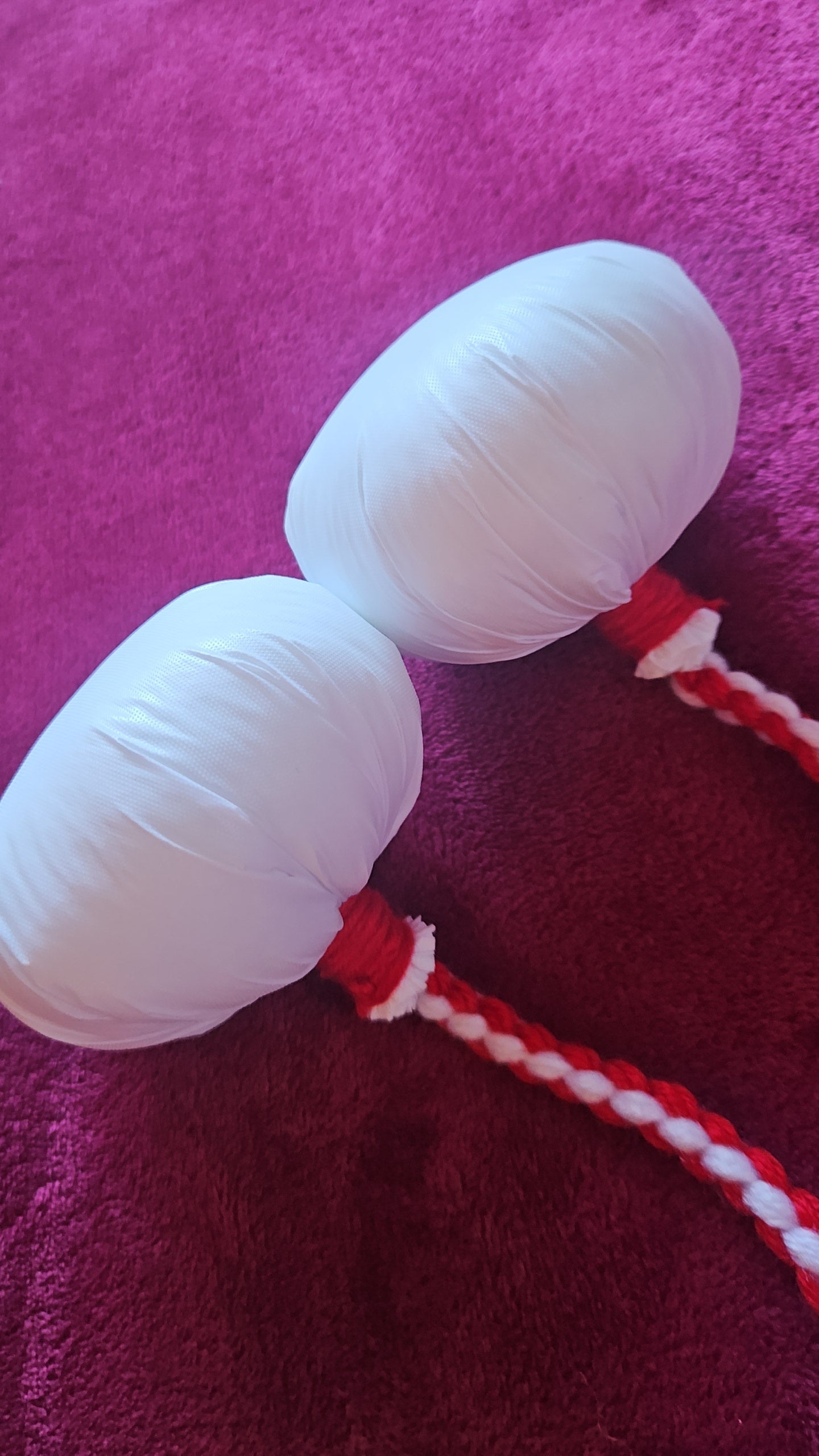 Red & White Poi - White Ball