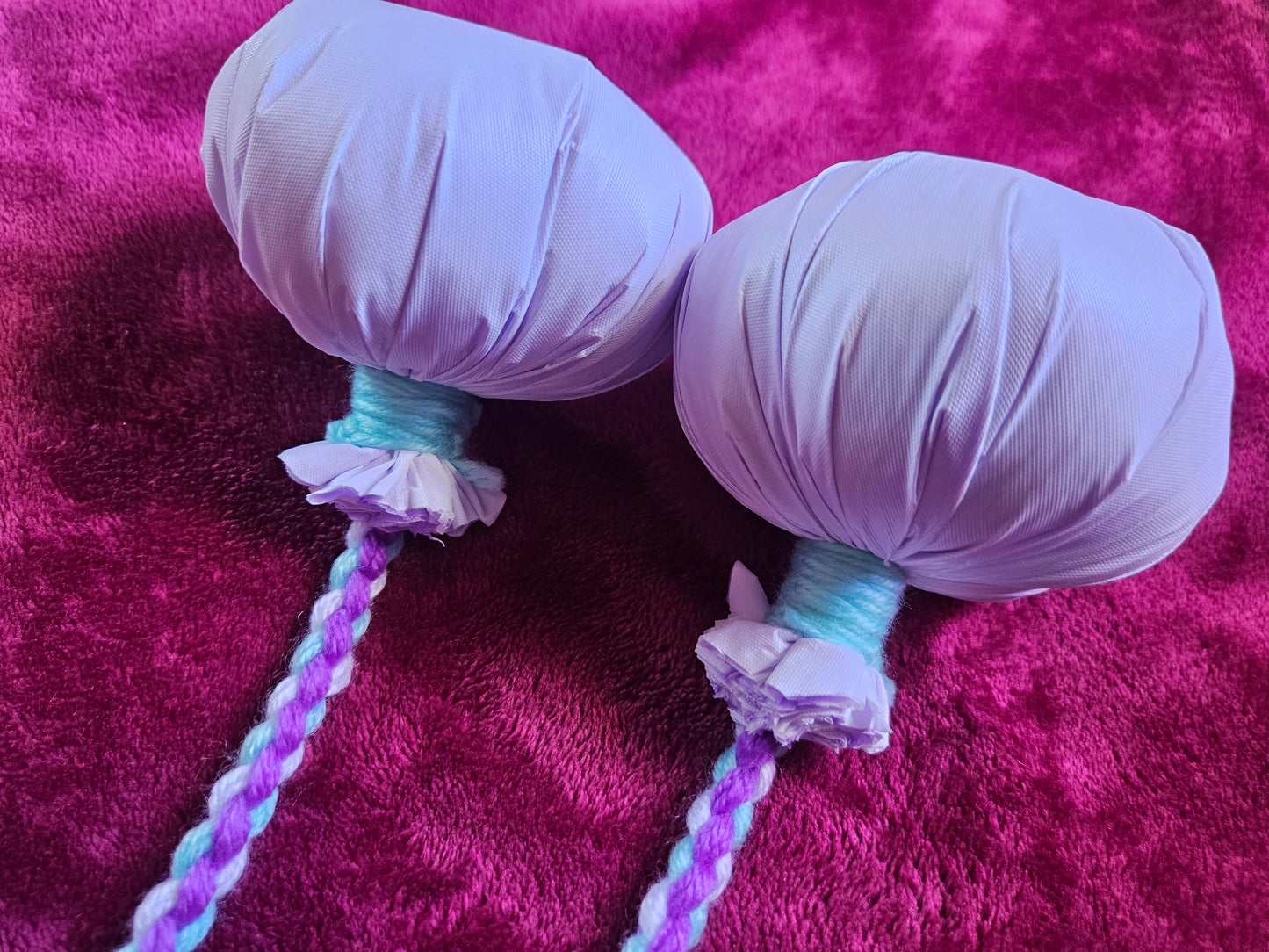 Light Blue, Purple and White Poi - White Ball
