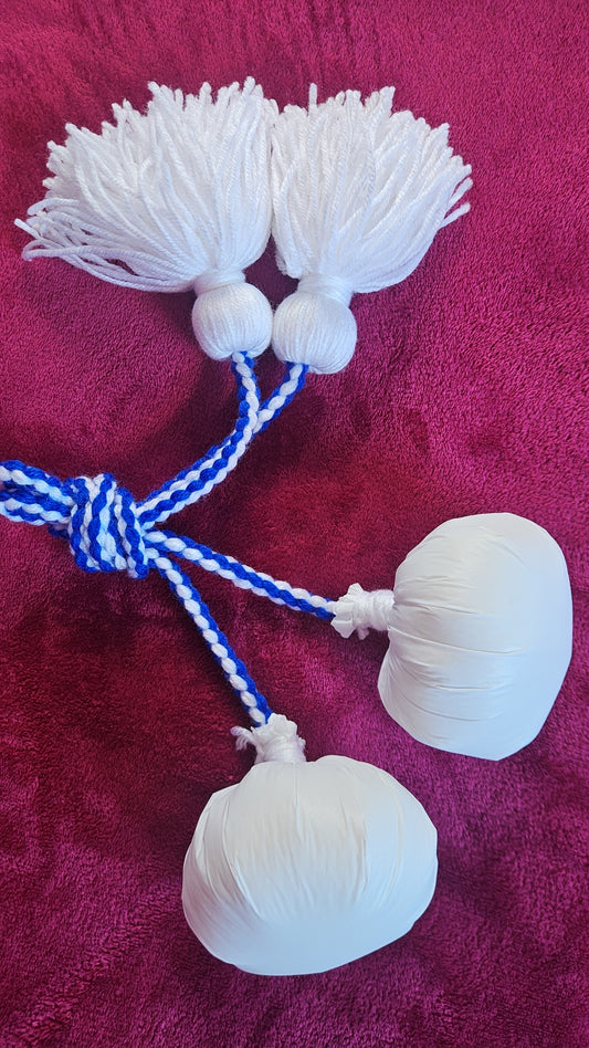 White & Blue Long Poi - White Ball