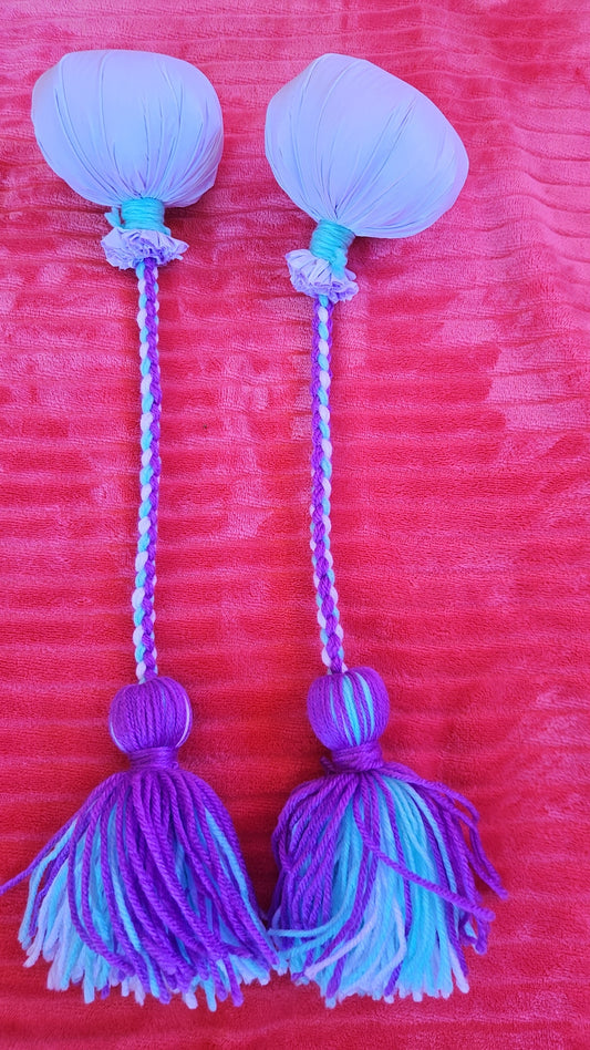 Light Blue, Purple and White Poi - White Ball