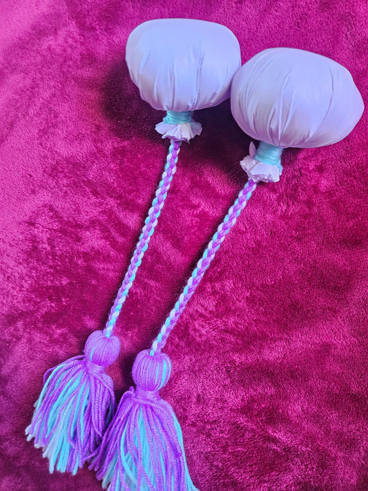 Light Blue, Purple and White Poi - White Ball