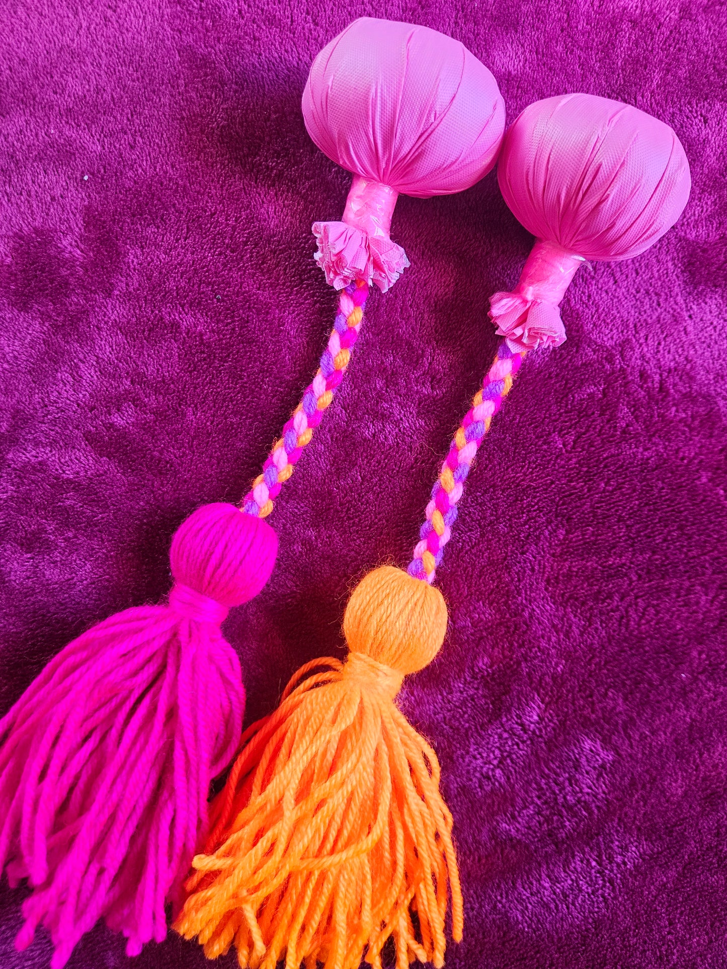 Pink and Bright Orange Baby Poi - Pink Ball