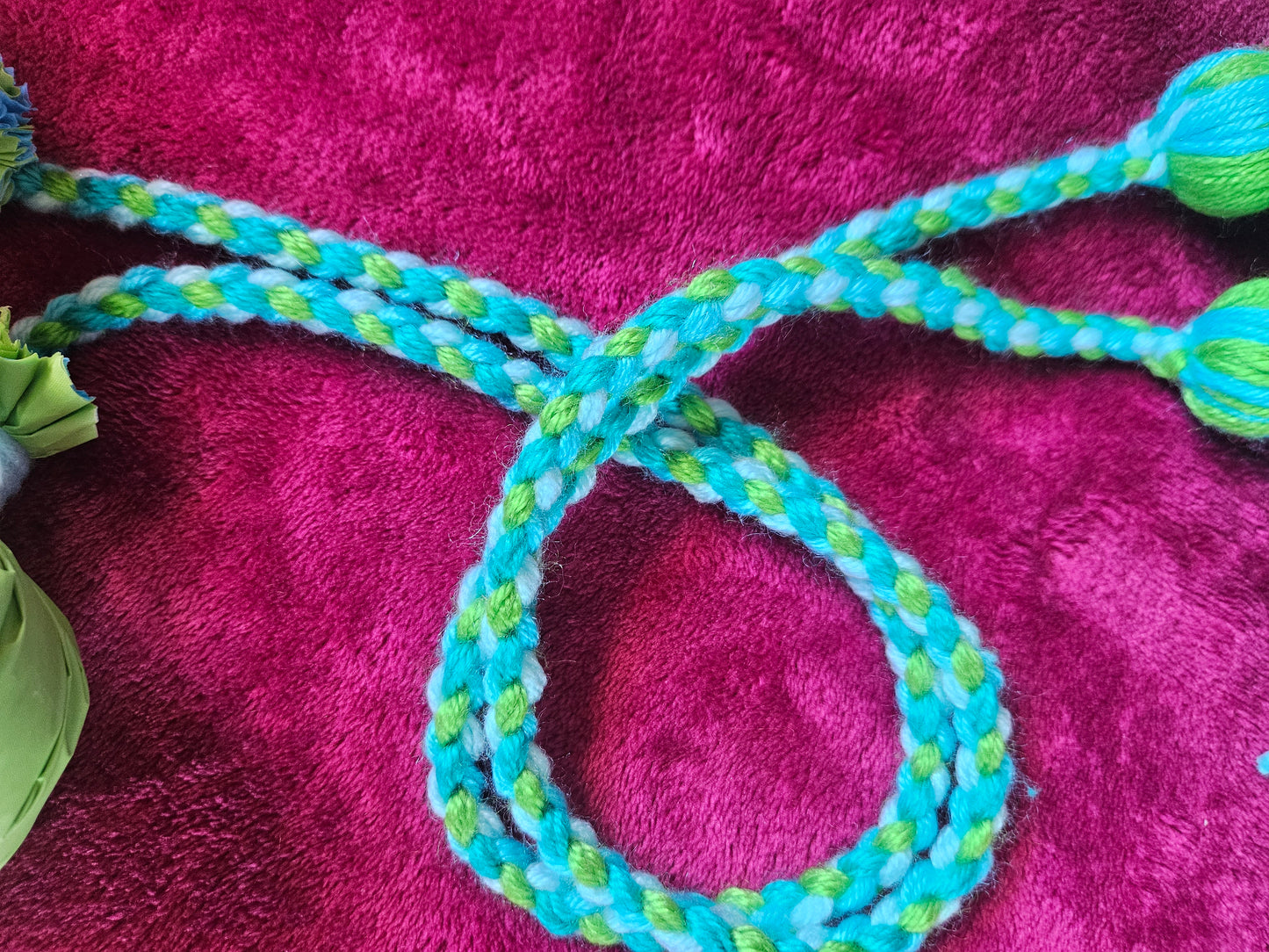 Mixed Greens and Blue Long Poi - Green Ball