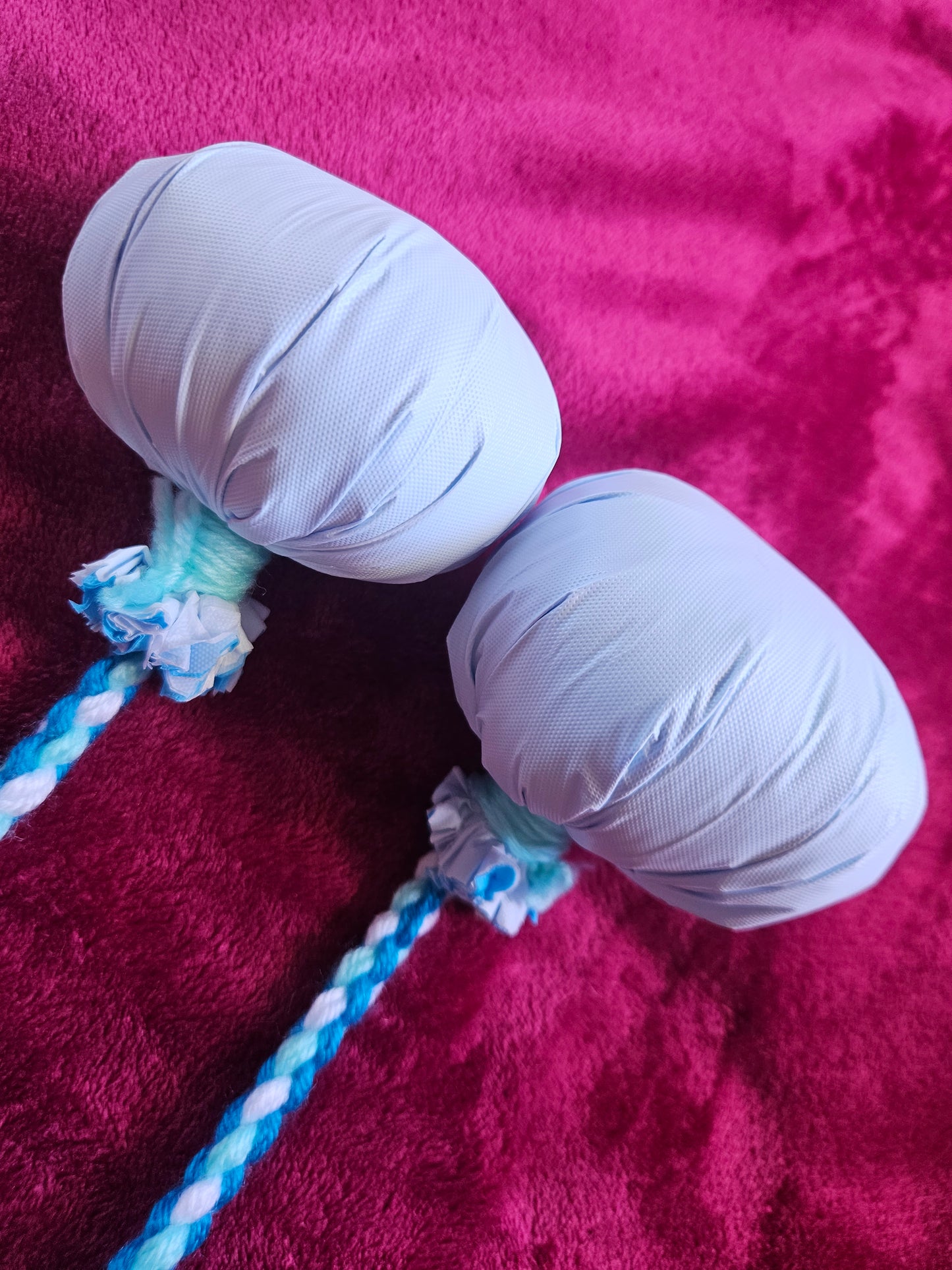 Ocean Blue & White Poi - White Ball