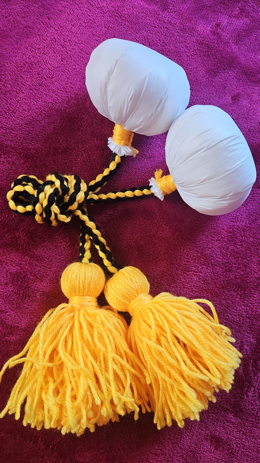 Black and Yellow Poi - White Ball