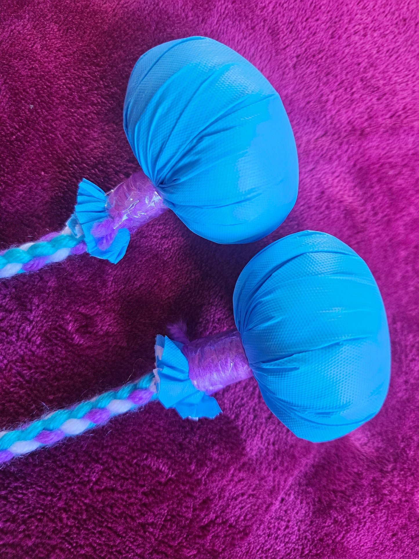 Baby Blue, White and Purple Baby Poi - Blue Ball
