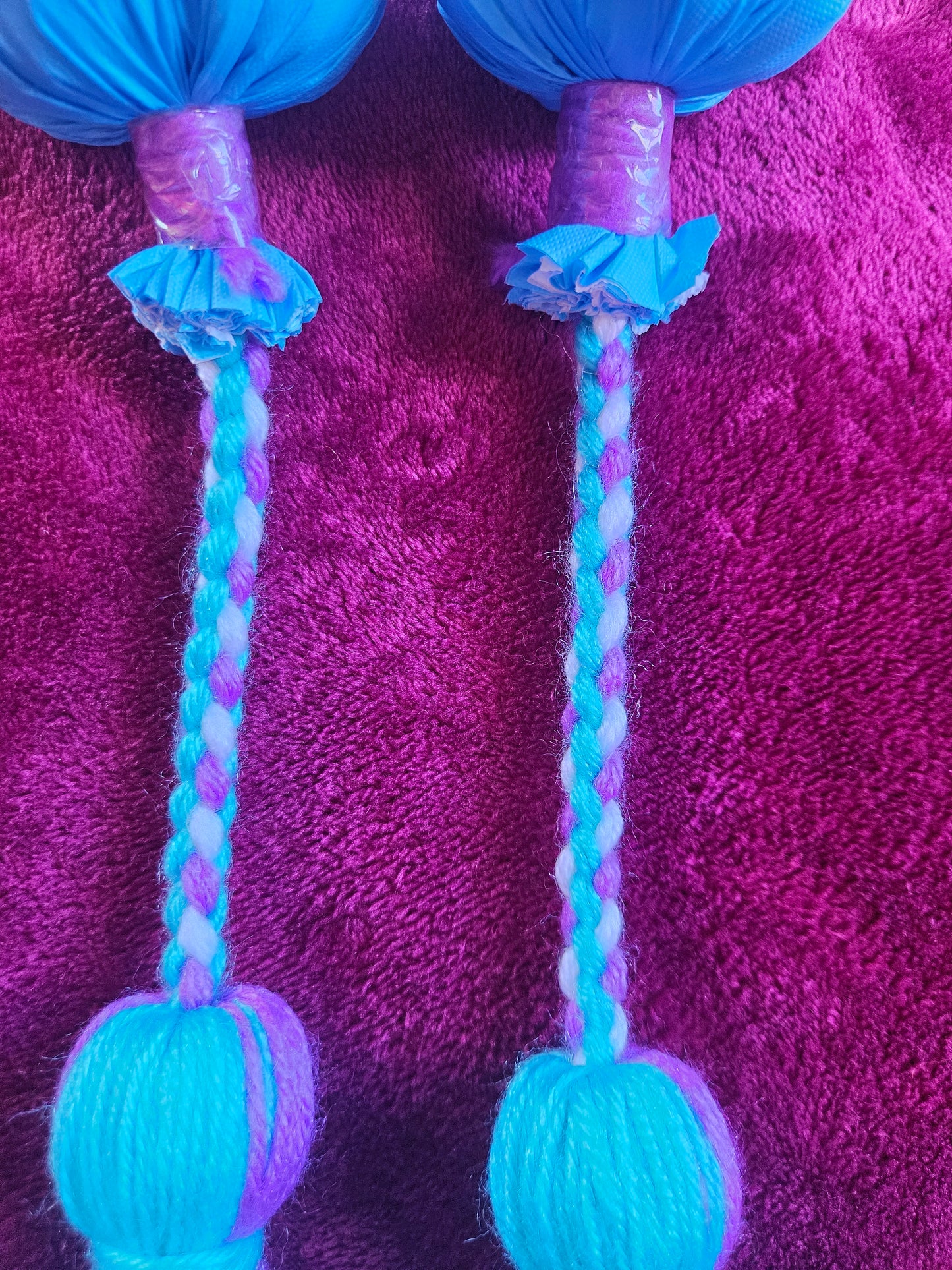 Baby Blue, White and Purple Baby Poi - Blue Ball