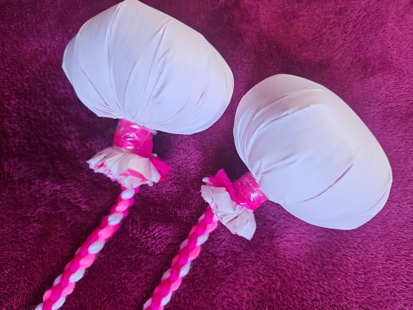 Pinks & White Children's Poi - White Ball