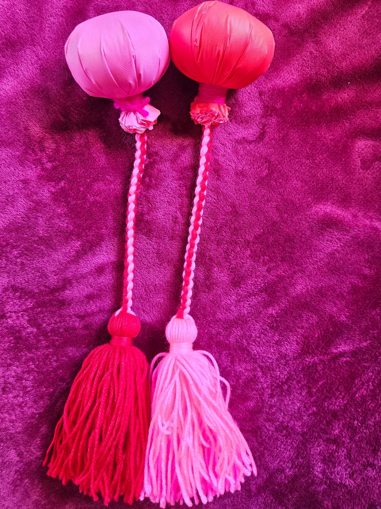 Red and Bright Pink Poi - Red and Pink Ball