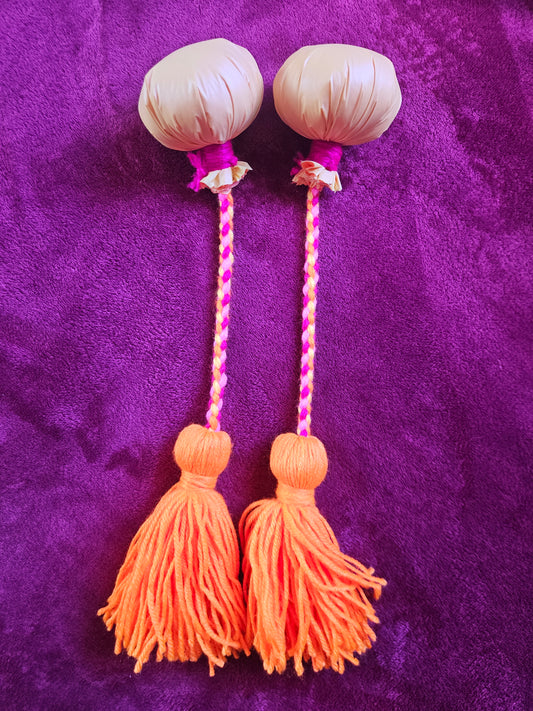 Mixed Pinks, Orange & Yellow Childrens Poi - Yellow Ball