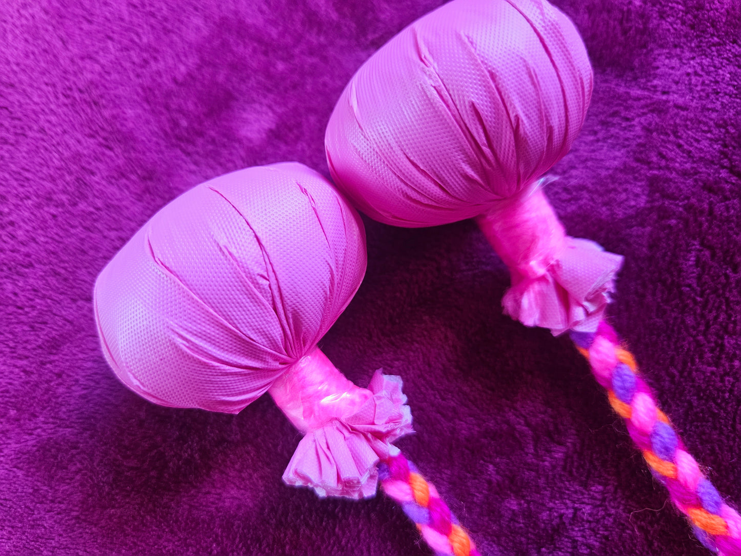 Pink and Bright Orange Baby Poi - Pink Ball