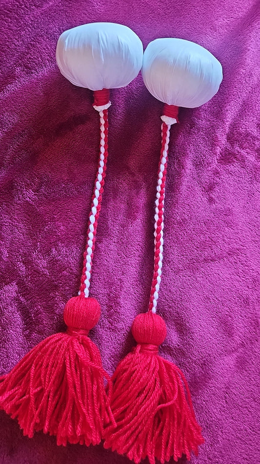 Red & White Poi - White Ball