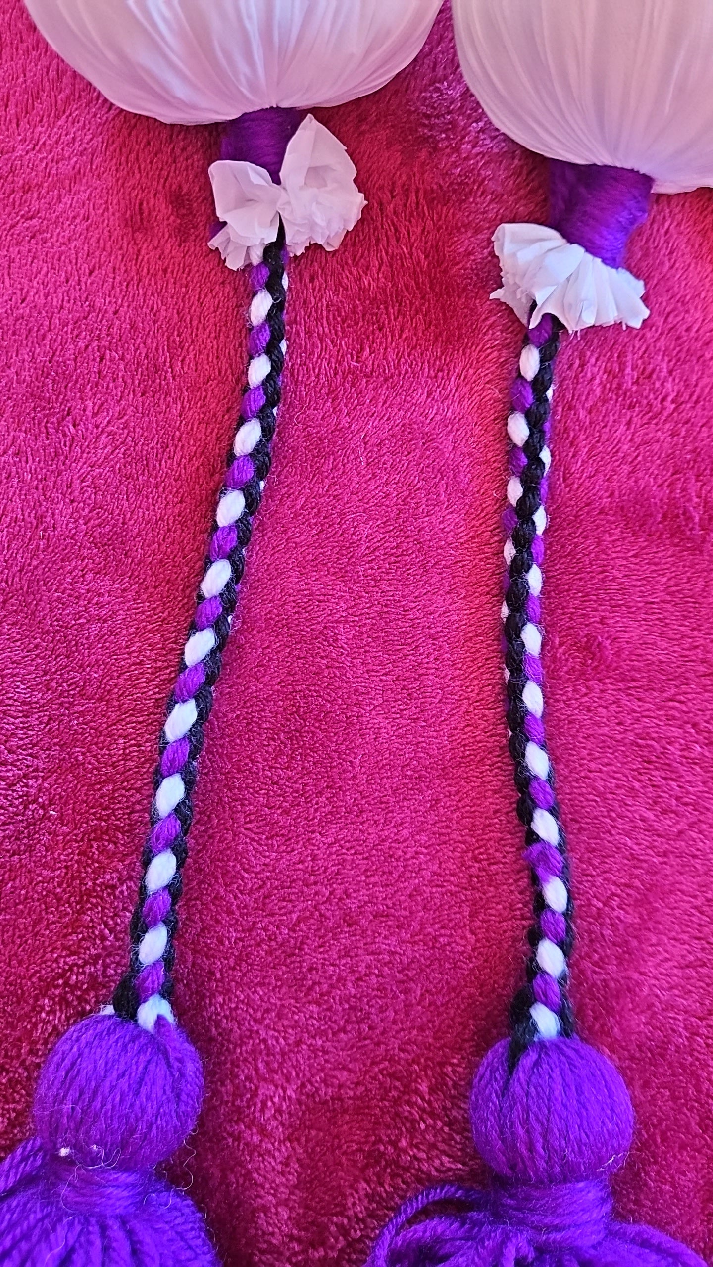 Purple, Black & White Stripe Poi - White Ball