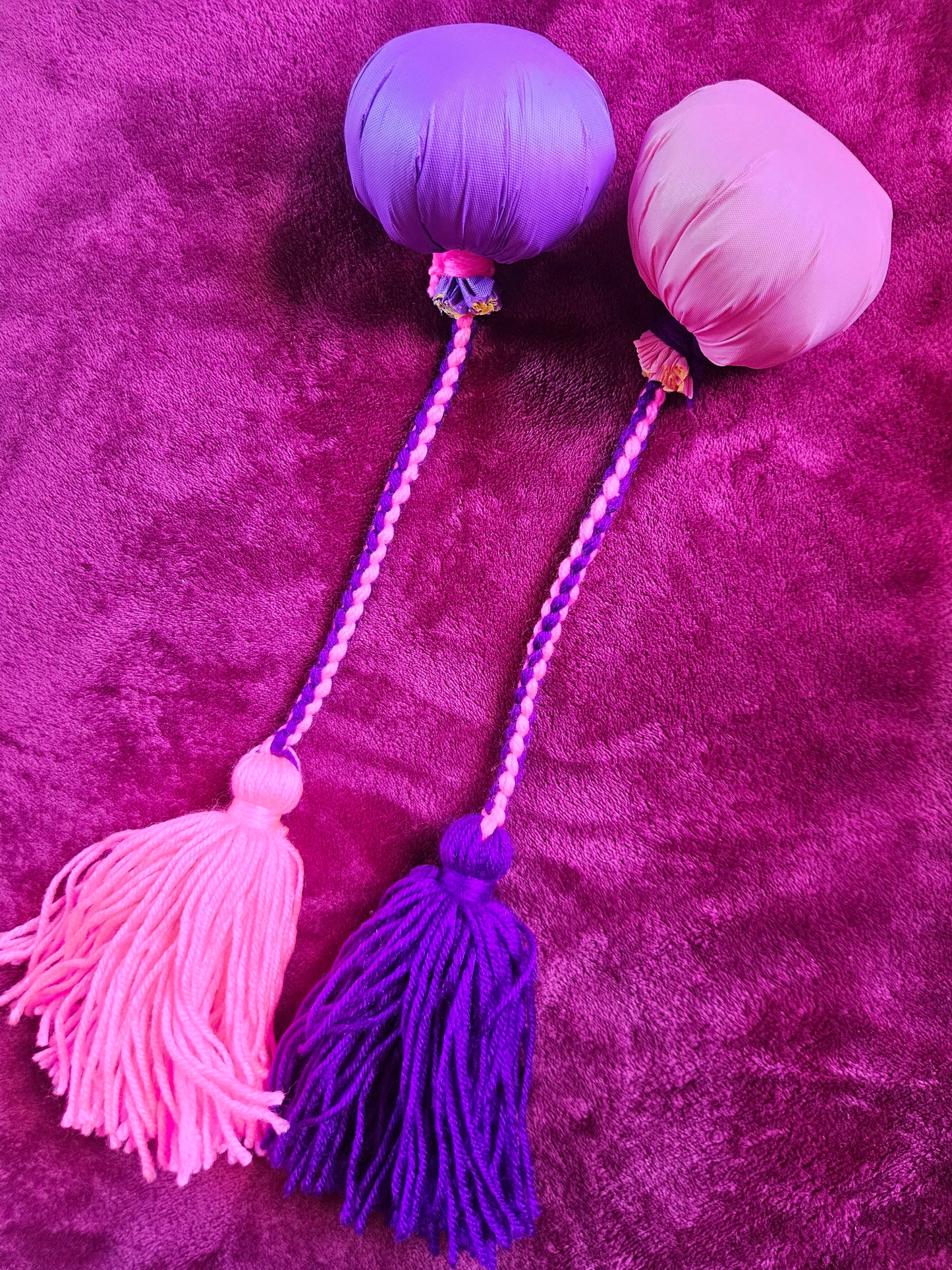 Purple and Bright Pink Poi - Pink and Purple Ball